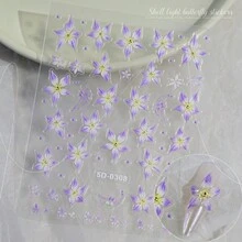 Miếng dán móng nghệ thuật hình hoa nổi 1 tờ 5D tự dán hình hoa trang trí móng tay thanh lịch màu xanh lá cây tím hồng vật dụng thiết kế móng tay hình hoa loa kèn trang trí móng tay cho phụ nữ cô gái tự làm móng tay 1 chiếc - Nhiều màu - Xem 11