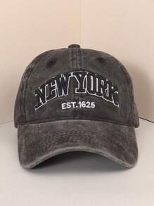 2pcs Unisex Embroidered NEW YORK Washed Baseball Cap, Outdoor Sun Protection Adjustable Casual Baseball Cap
