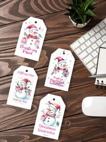 9/18/36pc Gepersonaliseerde Roze Winter Kerst Cadeau Labels, Gepersonaliseerde Tekst Vakantie Labels En Cadeau Zak Labels, Kerstman, Kerst Sneeuwman, Kerstboom Patroon Ontwerp, Kerstboom Labels
