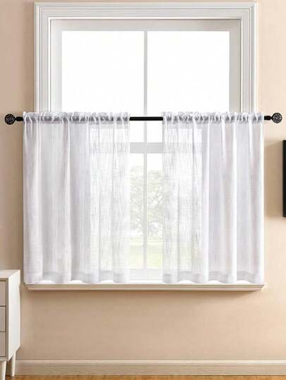 1pc Plain Simple Curtain Rod Pocket Curtain, Decorative Drape For Bathroom, Hotel, Kitchen, Shoe Cabinet
