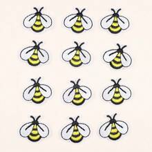 12 件白色大黄蜂刺绣熨烫补丁，适用于 DIY 缝纫和工艺品