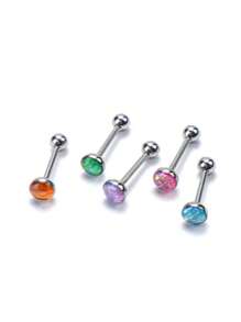 1pc Hypoallergenic 316L Titanium Steel Tongue Barbell, Fish Scale Gradients, 8/10/12/14/16mm Length, 7mm Diameter, 5mm Ball, 14G, Body Jewelry Piercing