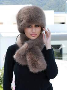 Fuzzy Bucket Hat For Women Furry Fur Bucket Hat Winter Warm Plush Fisherman Fluffy Sherpa Bucket Hat - Scarf + Hat - View 11