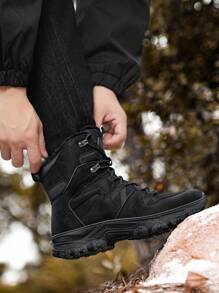 Men's Winter Mountaineering Boots, Super Warm Outdoor Slip-Resistant Waterproof Mountaineering Sports Shoes, Fashionable Casual Men's Snow Boots