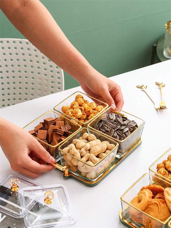 1set Snack Plate Sets With Tray, European And American Decor Style