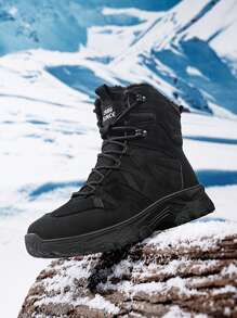 Men's Winter Mountaineering Boots, Super Warm Outdoor Slip-Resistant Waterproof Mountaineering Sports Shoes, Fashionable Casual Men's Snow Boots