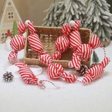 圣诞装饰挂饰，红色/白色/粉色/白色/绿色/白色/蓝色和白色糖果花环，彩色油漆和闪光，圣诞礼物 - 紅色+白色 - 查看 4