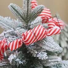 圣诞装饰挂饰，红色/白色/粉色/白色/绿色/白色/蓝色和白色糖果花环，彩色油漆和闪光，圣诞礼物 - 紅色+白色 - 查看 6