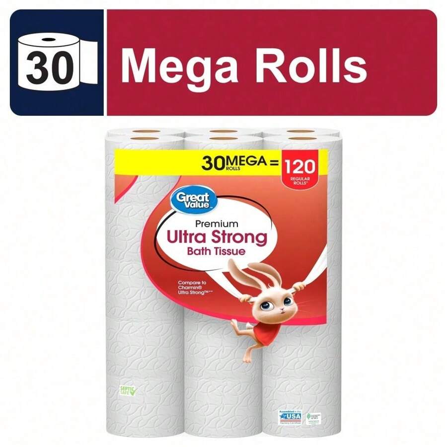 Ultra Strong Toilet Paper, 30 Mega Rolls Super High Quality Toilet