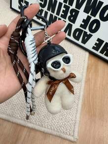 HXXOOS 1 Peça Chaveiro de Bolsa de Moda para Casais, Chaveiro Fofo de Ursinho de Óculos de Sol, Chaveiro de Metal em Forma de Coração, Corda Branca com Nó, Chaveiro Ladybag, Presente Pequeno Legal, Adequado para Senhoras, Colarinho Branco, Mulheres, Meninas, Use este pingente para realçar seu estilo.
