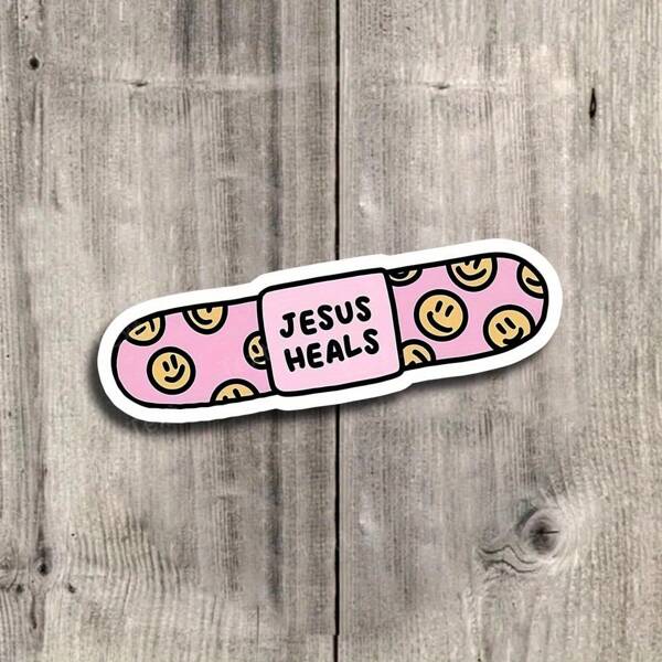 3-Inch "Jesus Heals" Spiritual Vinyl Sticker – Ideal For Laptops, Water Bottles, Journals, And Personal Belongings | Perfect For Christians, Faith Believers, And Churchgoers | Great Gift For Friends, Family, And Spiritual Seekers | Inspirational Sticker For Religious And Faith-Based Expression