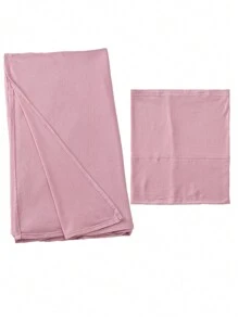 2pcs Jersey Matching Hijab & Undercap Set: 1pc Solid Color Comfortable Breathable Modal Fabric Tube Cap Hijab + 1pc Thin Modal Scarf, Suitable For Daily Modest Coverage - Pink - View 2