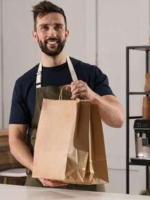 3 pièces Sacs en papier kraft marron, sacs en papier faits maison, un assortiment de 3 tailles avec poignées. Convient pour les entreprises, les courses, le de détail, les cadeaux de fête, l'emballage et l'utilisation dans la cuisine de la maison