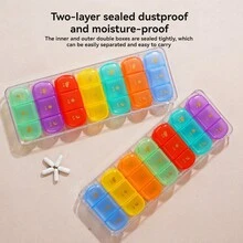 Hộp thuốc 7 ngày một tuần di động 7 ô thuốc, viên nén, sản phẩm sức khỏe, hộp thuốc đóng gói phụ hộp thuốc bảy ngày nhiều màu sắc, hộp nhựa một tuần chia nhỏ và di động hộp đóng gói - nhiều màu - Xem 11