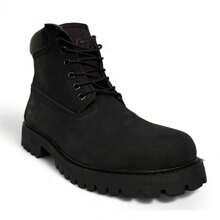 BOTA USO CASUAL ESTILO TIMBER LAND PIEL GENUINA NOBUK SUELA GRABADA DE HULE MASIZO - Negro - Ver 4