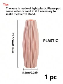 1PC Artificial Flowers Plastic Vase For Wedding Room Home Hotel Party Event Valentine's Day New Years Home Decor Room Decor Flower Vase Glass Vase - Pink - View 2