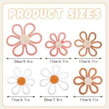 6pcs Pack Boho Handwoven Daisy Flower Wall Hanging Decor, Nursery Kids Room Ornament, Thanksgiving Gift Decoration, Home Decor, Room Decor, Wall Decor Gifts Birthday Graduation