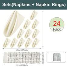 8/16/24pcs Disposable Napkins, Bulk Wedding Napkins, Elegant Square Dining Table Napkins, Satin Finish Napkins, Suitable For Restaurants, Banquets, Graduation Parties (43*43cm/17*17in), Back To School Season - Ivory White - View 12