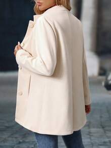 Women's Solid Color Casual Stand Collar Coat Jacket - Apricot - View 2