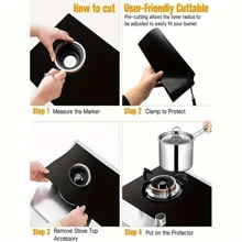 3 Stück wiederverwendbare Gasherd Brennerüberzüge, hitze- und ölbeständige Herdmattenbezüge, Anti-Verschmutzungs-Pads, Brennerkappen, Küchenzubehör (können zugeschnitten werden, bitte messen Sie die Größe vor dem Kauf)