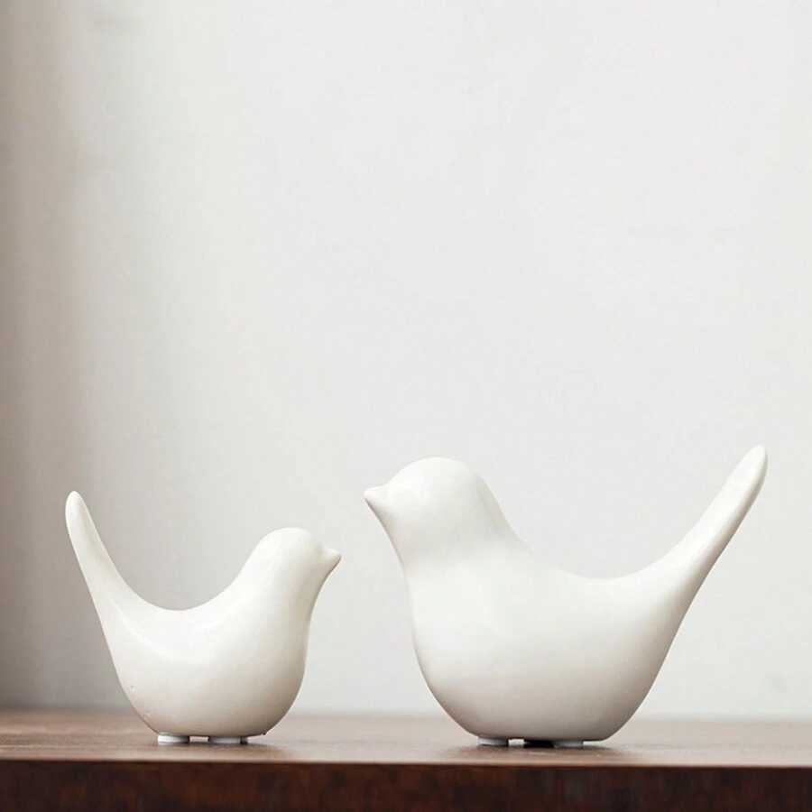 2 件北欧简约陶瓷鸟抽象装饰，家居装饰配件，生日/毕业派对礼物，返校/情人节/万圣节/圣诞节