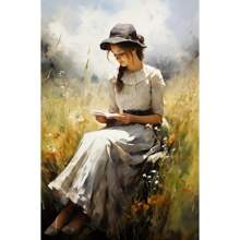 1 件复古优雅女士读书阅读女人帆布画墙艺术海报乡村风格黑暗学院女孩房间家居装饰画无框