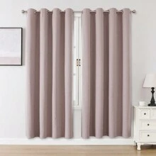 1 件或 2 件可选 100% 遮光窗帘、纹理仿亚麻窗帘、客厅窗帘、卧室遮光窗帘、隔热窗帘、防水窗帘、家庭影院餐厅背景窗帘、带顶部索环、长度 84 英寸、72 英寸、63 英寸，2 片套装可用 - 淺粉色 - 查看 21