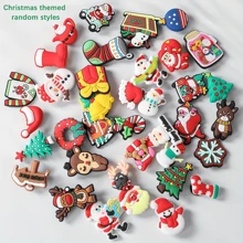 20/40PCS Christmas Themed Random Styles Shoe Charms Set For Clogs Bubble Slides Sandals, PVC Shoe Decorations Beach Bag Accessories Gift Idea For Birthday Christmas Halloween Party Favors
