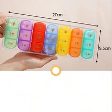 Hộp thuốc 7 ngày một tuần di động 7 ô thuốc, viên nén, sản phẩm sức khỏe, hộp thuốc đóng gói phụ hộp thuốc bảy ngày nhiều màu sắc, hộp nhựa một tuần chia nhỏ và di động hộp đóng gói - nhiều màu - Xem 2