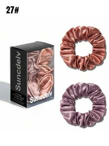 100% 真丝发圈，22姆米，防皱防断，天然发饰，时尚发圈两件装，可扎马尾，动物纹印花，发绳头饰 - 彩色 - 查看 30