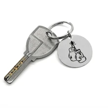 1pc Customized Name Running Boxer Hobby Key Chain Stainless Steel Shoe Print Boxing Glove Double-Side Engraved Custom Runner Boxer Athlete Key Chain Car Backpack Keyring, Graduation Christmas Gift, Running Event Souvenir - Multicolor - View 11