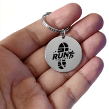 1pc Customized Name Running Boxer Hobby Key Chain Stainless Steel Shoe Print Boxing Glove Double-Side Engraved Custom Runner Boxer Athlete Key Chain Car Backpack Keyring, Graduation Christmas Gift, Running Event Souvenir - Multicolor - View 6