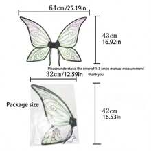 1 Peça Asas Brancas, Rosas, Verdes, Azuis e Roxas para Fantasia, Traje de Festa, Baile, Apresentação, Dia das Bruxas, Asas de Cupido - Multicolorido - Visão 2