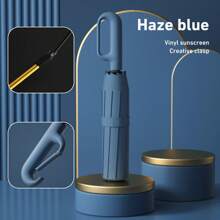 1pc Automatic Folding Umbrella With Buckle, Convenient To Carry. Larger, Thicker, Stronger. Suitable For Men & Women, Portable Windproof & Rainproof, Double-Layer Protection, Various Frame Designs, Snap Or Rotary Handle, Multiple Colors (Due To Different Batches, The Fabric, Frame Color, English Letter Pattern Design, Button Shape And Rib Color Are Randomly Matched. We Apologize For Any Inconvenience Caused) Summer Cooling,Beach,Travel