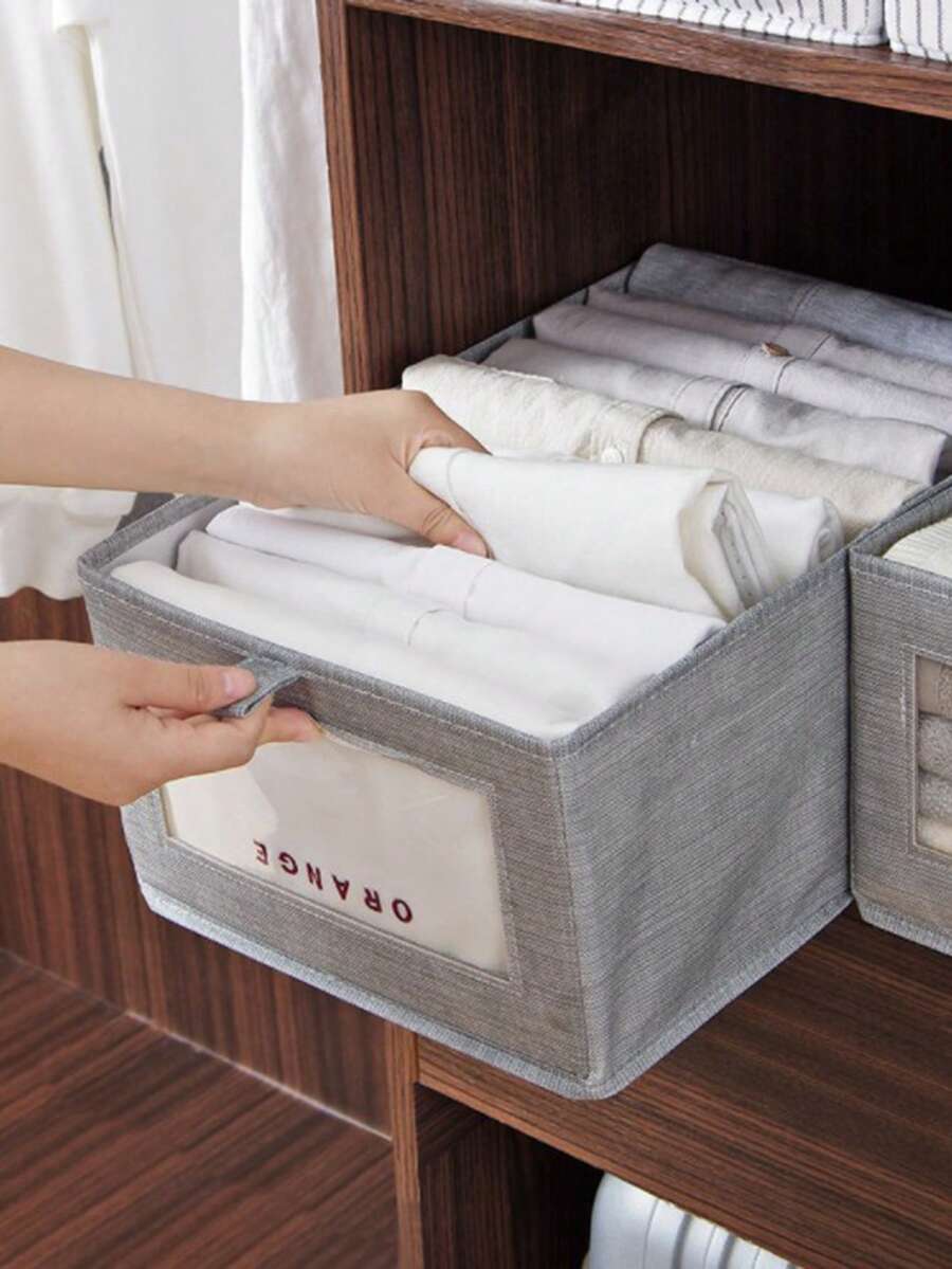 1 件超大可折叠布艺收纳盒，抽屉式收纳盒，适用于衣服、家居用品 - 灰色 - 查看 1