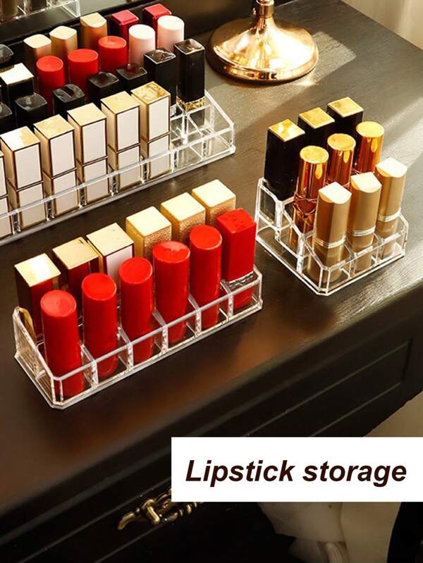1pc 9/12/18/24 Slot Acrylic Lipstick/Lip Gloss Holder Organizer Rack, Desktop Storage Makeup Cosmetic Holder