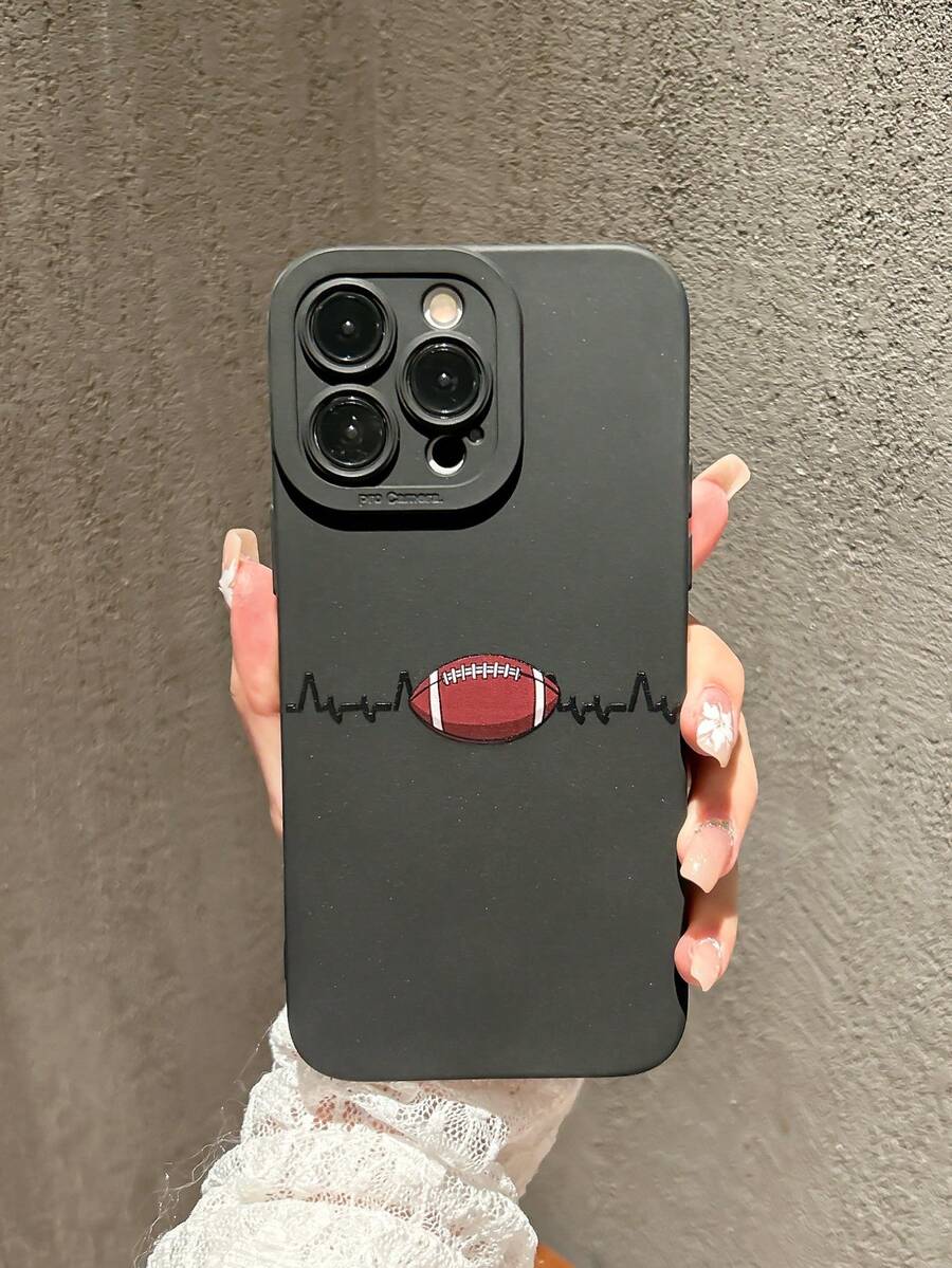 足球和蝴蝶图案防震手机壳适用于 Iphone 16 Pro Max、15、14、13、12、11 Pro Max、XS Max、X、XR、8、7、Plus、Mini，可用作情人节、送给女朋友、男朋友或自己的生日礼物 - 黑色 - 查看 1