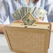 3pc Cash Bank Wooden Savings Box, Wooden Cash Savings Money Box With Currency Target And Numbers, Wooden Coin Bank Money Box With Counter For Savings Target Best Gift For Friends - Wood color - View 7