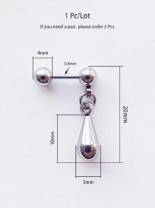 1Pc Not Allergic Silvery Stainless Steel Drop Pendant Earring Dopamine Barbell Earrings Helix Piercing Ear Bone Nail