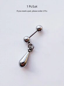 1Pc Not Allergic Silvery Stainless Steel Drop Pendant Earring Dopamine Barbell Earrings Helix Piercing Ear Bone Nail