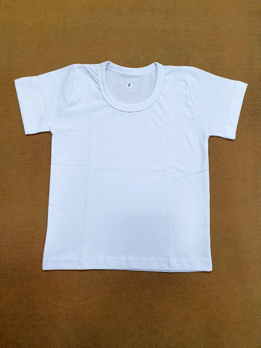 Plain White 100% Cotton Knit Shirt 1 To 14 Years - 白色 - 查看 1