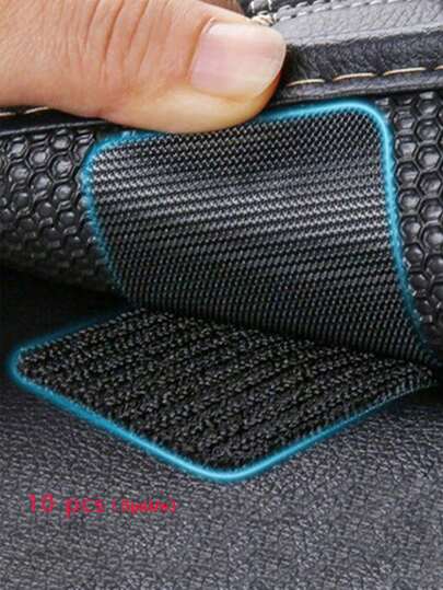 10pcs/5pairs Self-Adhesive Hook And Loop Tape, High Strength Sticky, For Fixing Car Floor Mat, Curtain And More