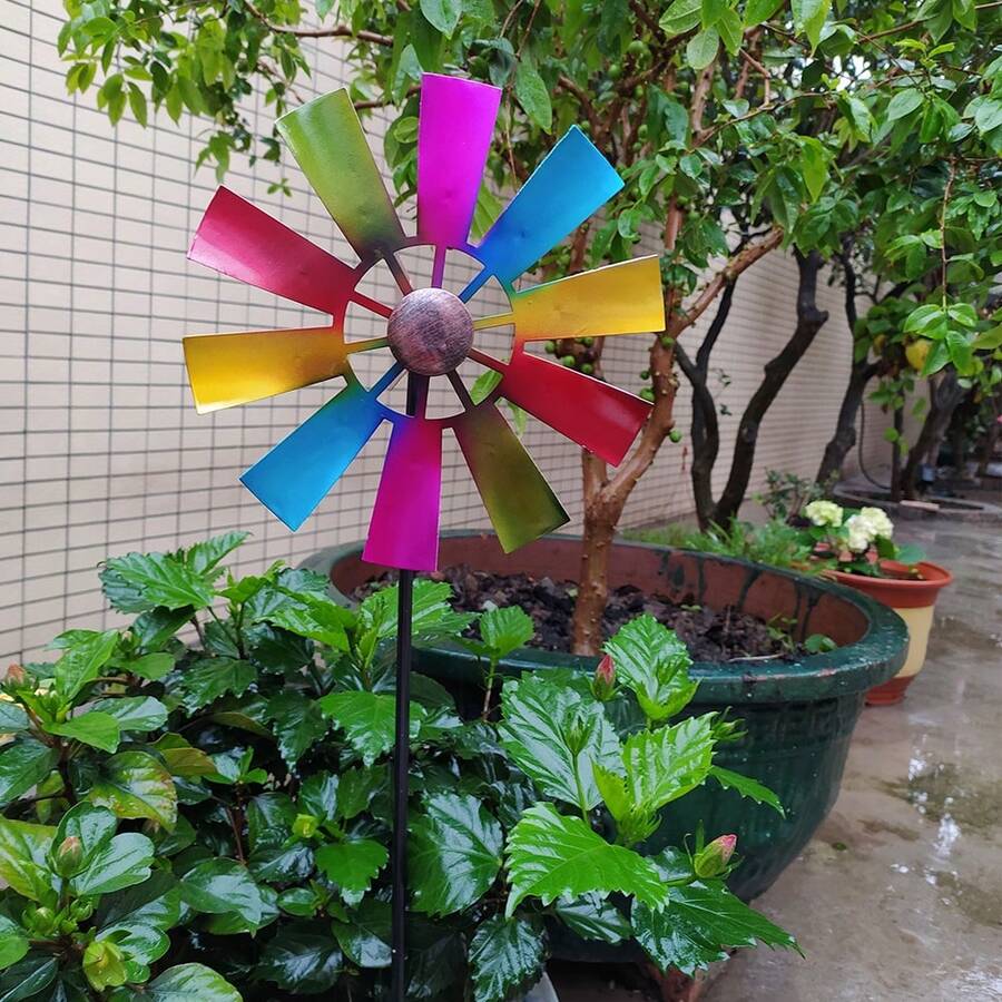 Con quay gió bằng kim loại nhiều màu sắc phong cách cổ điển 28,7" - Hoàn hảo cho sân, vườn, bãi cỏ, hiên nhà và ban công - Món quà Giáng sinh lý tưởng - Nhiều màu - Xem 1