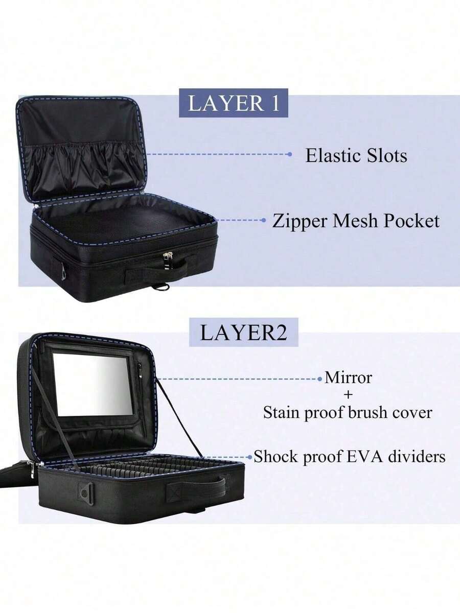 Extra Large Oxford Fabric Professional Makeup Bag With Removable Back