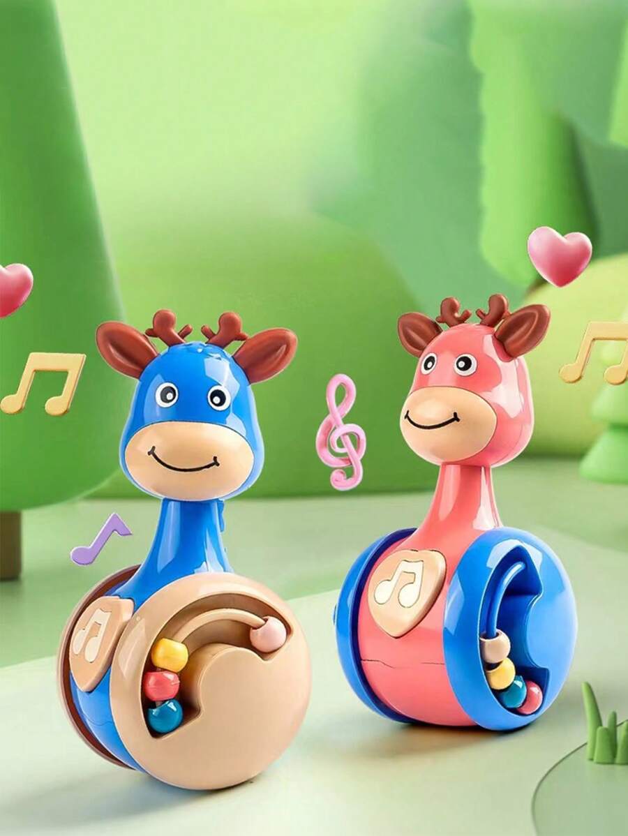 Cute Deer Roly-Poly Sensory Toy, Baby Intelligent Early Education Toy, Cartoon Toy Gift For Infant Soothing, Montessori Early Learning Game Set, Fine Motor Skills Training Toy For Toddlers
