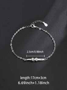 1 chiếc Vòng tay hạt trang trí có thể điều chỉnh bằng bạc Sterling 925 biểu tượng vô cực CZ sang trọng, 2,9g/0,10oz, Quà tặng trang sức thời trang thanh lịch cho phụ nữ, gia đình và bạn bè vào ngày sinh nhật, tiệc tùng, đeo hàng ngày - Bạc - Xem 4