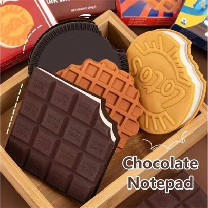 80页/套香味巧克力、奶油和草莓味创意口袋记事本，饼干和华夫饼形状，可撕式便笺，万圣节和圣诞节送给朋友和办公用品、学校用品、返校的有趣礼物