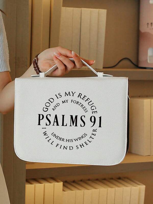 1 pieza Funda para Biblia con patrón de letra minimalista y versátil de PU, bolso multiusos de almacenamiento, bolso de mano adecuado para viajes y uso diario, bolso de maquillaje, bolsa de regalo, tarjetero navideño, tarjetero de negocios, tarjetero de tarjetas de crédito para mujer