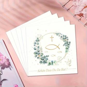 15 件/25 件/40 件桉树叶、、鱼印花一次性纸巾，适用于洗礼、生日派对 - 用于各种派对、斋月装饰、甜点桌装饰