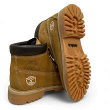 BOTA USO CASUAL ESTILO TIMBER LAND PIEL GENUINA NOBUK SUELA GRABADA DE HULE MASIZO - Mostaza Amarilla - Ver 2
